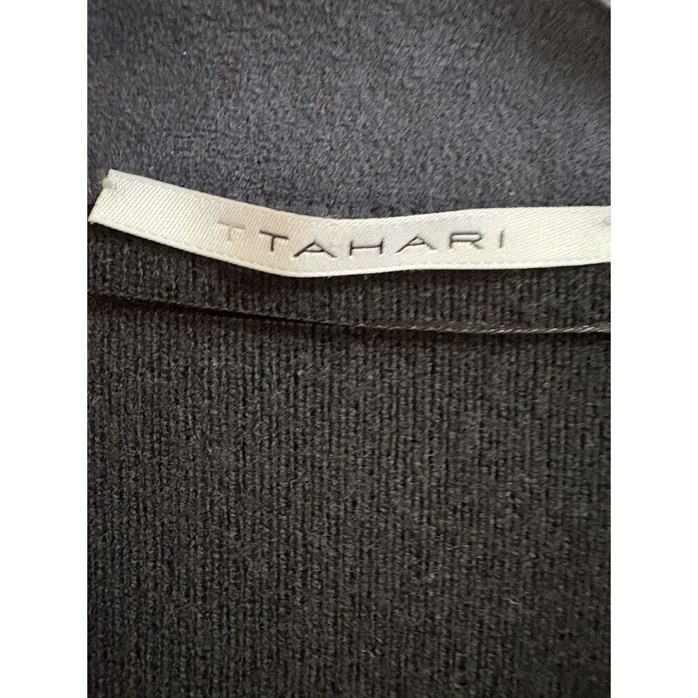 T Tahari Faux Suede Open Front Cardigan Jacket Mixed Media Wool Knit Witchy L - Picture 7 of 8